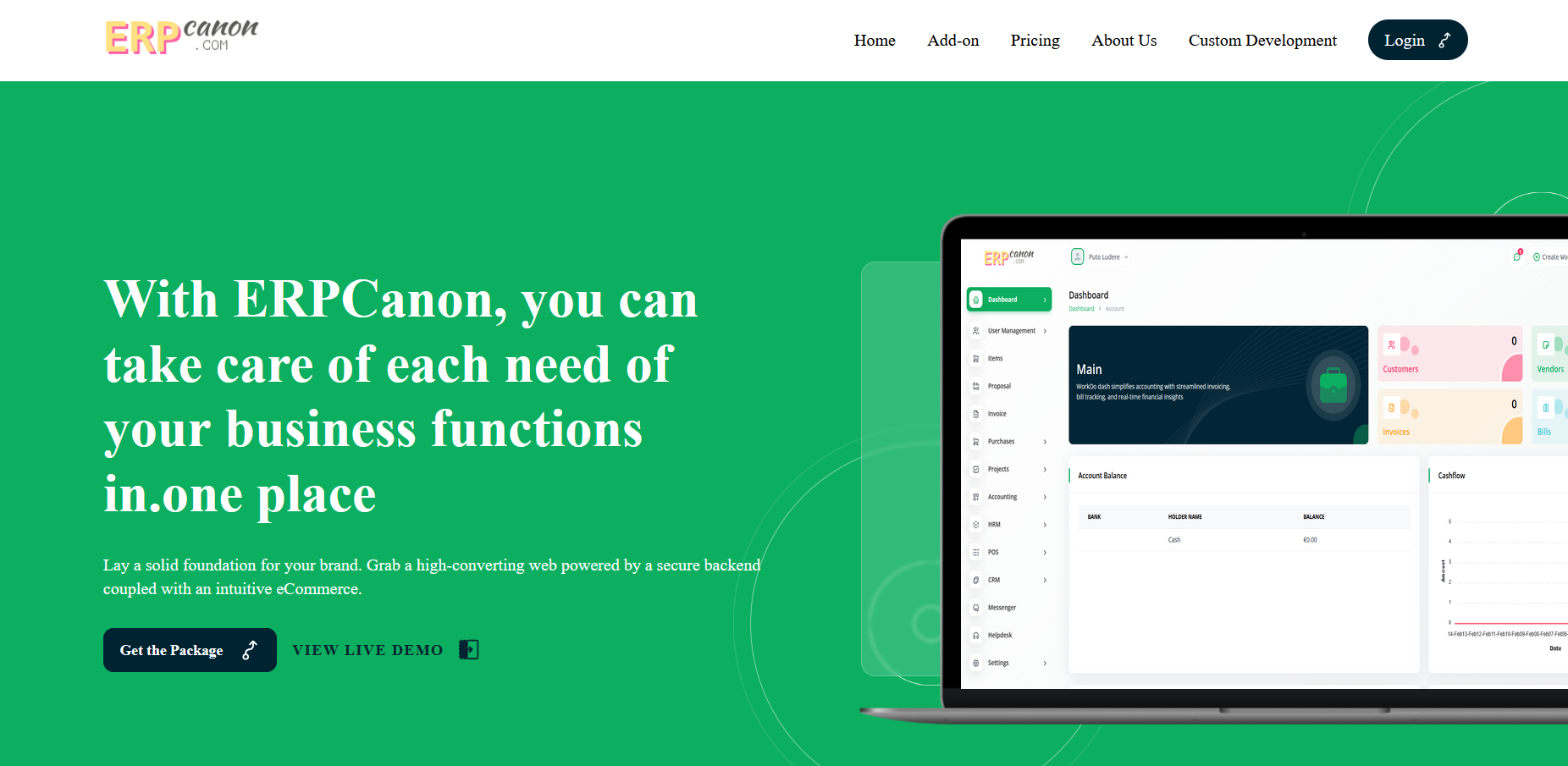 Screenshot of ERPCanon product